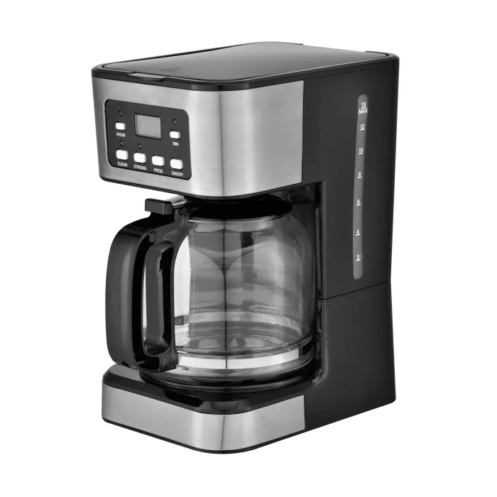 JMT-667082 Stainless Steel Automatic Drip Coffee Maker with 12-Cup Capacity and Programmable Timer