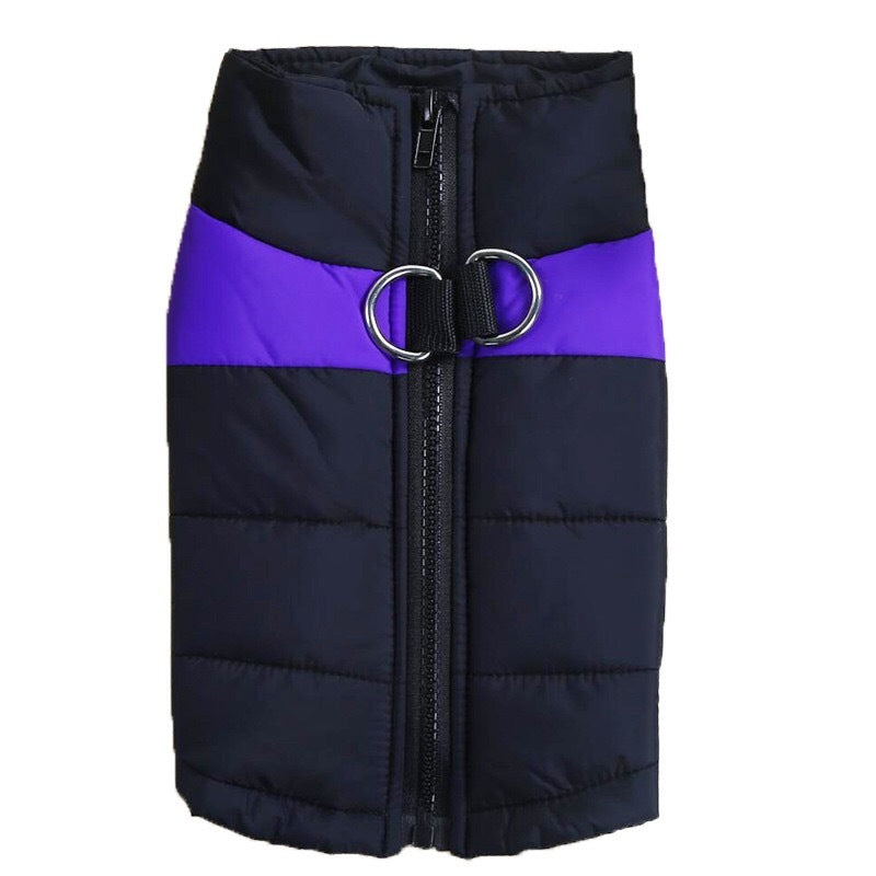 JMT-667594 Cotton Padded Cold Weather Vest for Small to Medium Dogs with Chest Harness in Multiple Colors