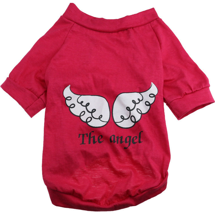 JMT-667722 Light Green Cotton Jersey T-shirt for Small Dogs - Casual Style with Wing Print