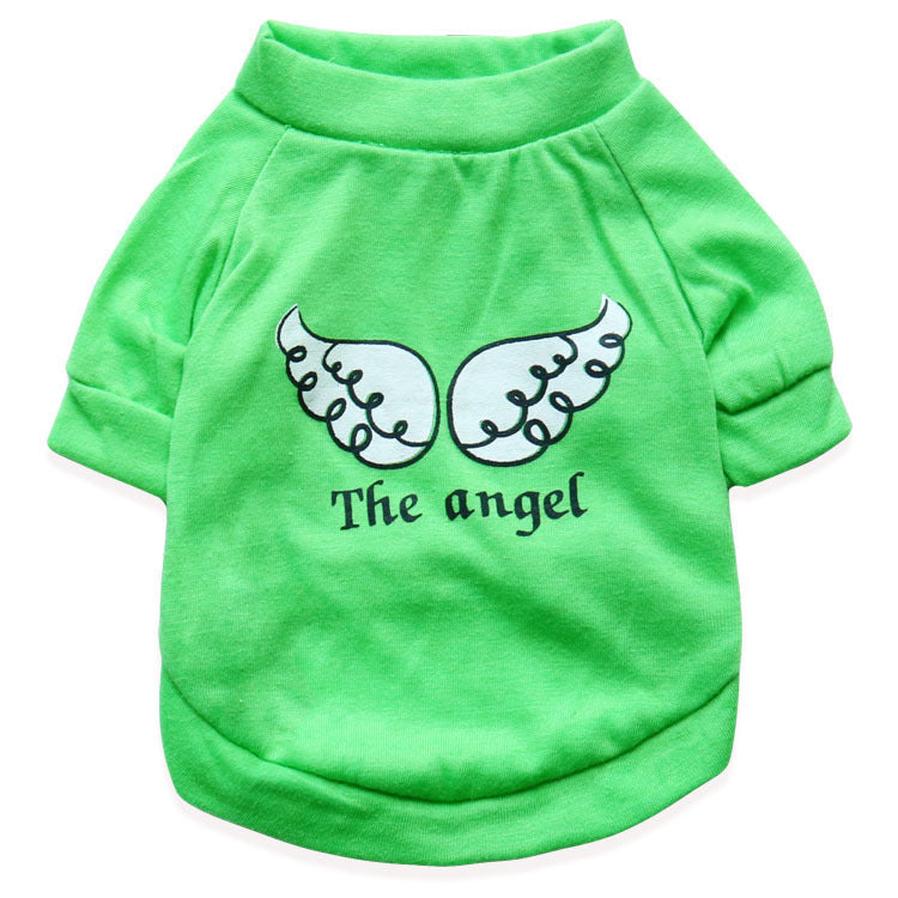 JMT-667722 Light Green Cotton Jersey T-shirt for Small Dogs - Casual Style with Wing Print