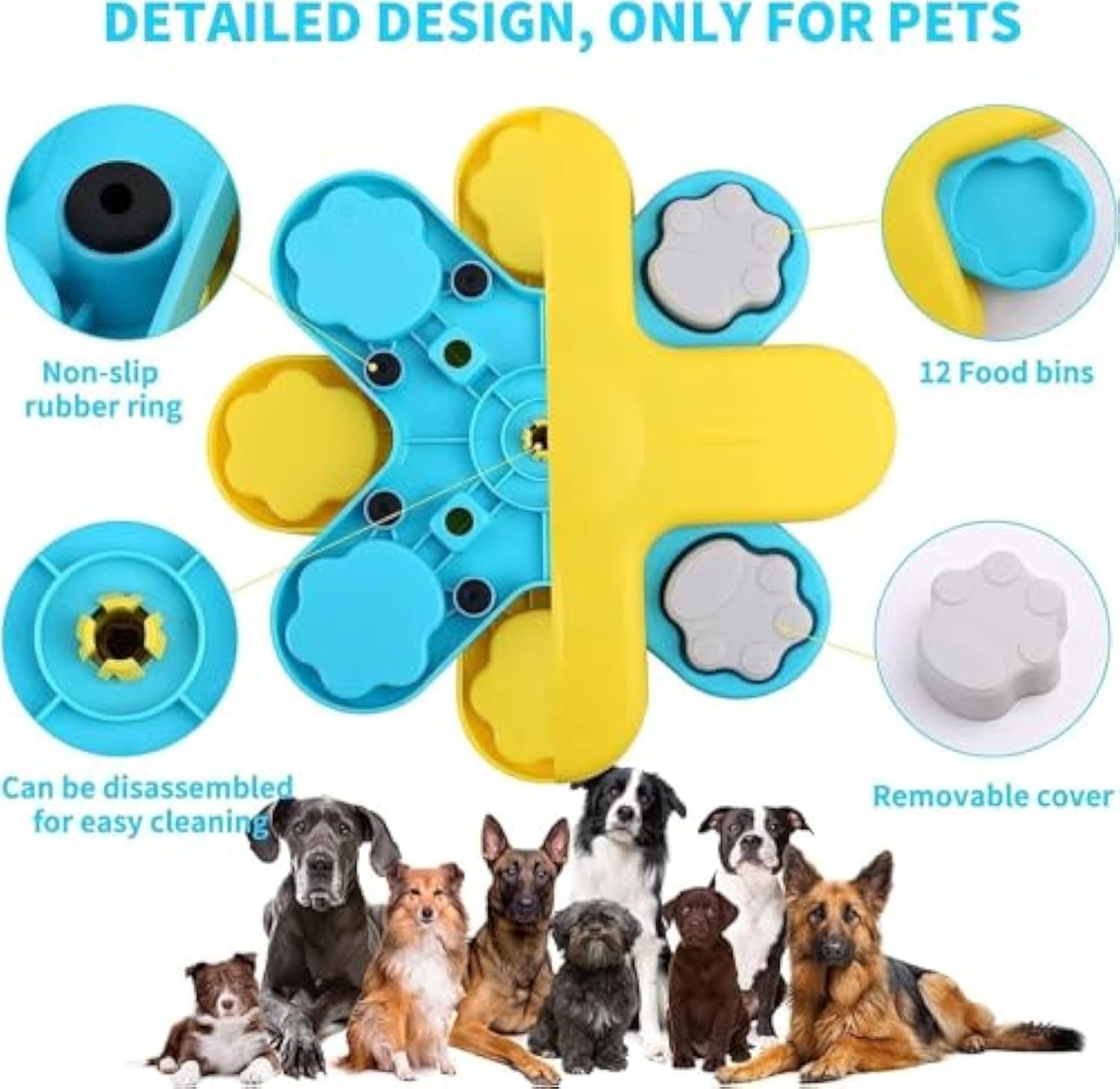 JMT-667786 Interactive Dog Food Puzzle Feeder with Adjustable Slow Feeders and Anti-Slip Design for Mental Stimulation and Enrichment
