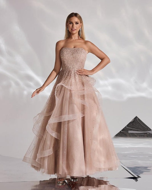 JMT-668042 Elegant Golden Evening Dress for Women - SH0152 Design