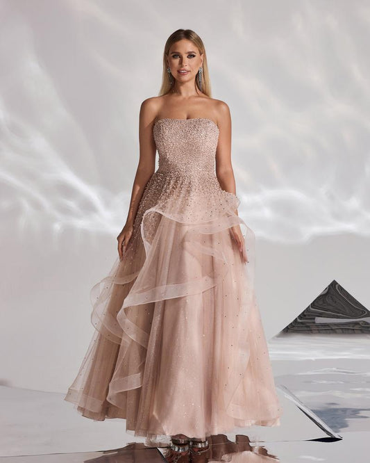 JMT-668042 Elegant Golden Evening Dress for Women - SH0152 Design