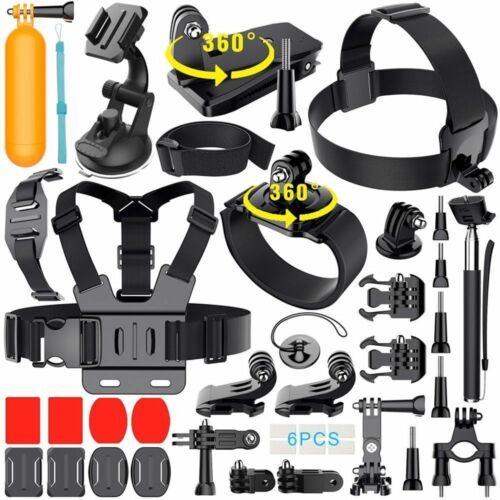 JMT-668490 Universal Sports Camera Mounting Accessories Kit with Chest Strap, Head Belt, Monopod, and More
