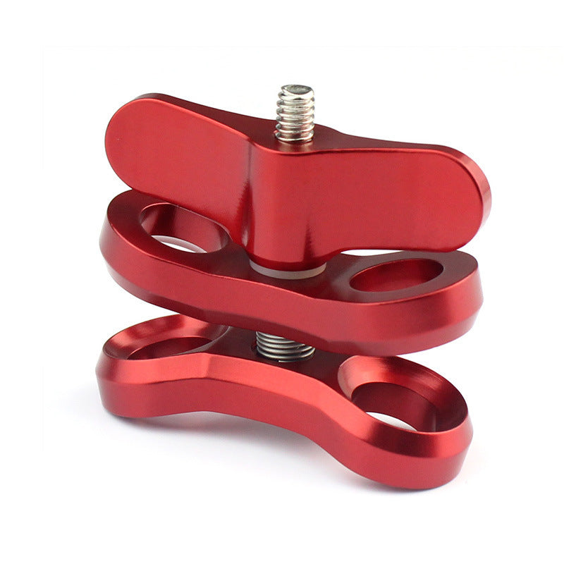 JMT-668810 Three-Hole Butterfly Clip for Diving Photography, Compatible with GOPRO and Other Action Cameras, Aluminum Alloy, 55*55*62mm, Available in Red, Blue, Black