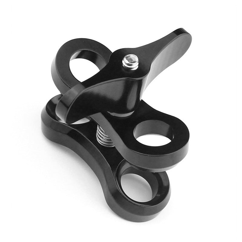 JMT-668810 Three-Hole Butterfly Clip for Diving Photography, Compatible with GOPRO and Other Action Cameras, Aluminum Alloy, 55*55*62mm, Available in Red, Blue, Black