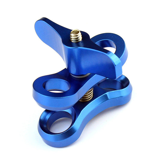JMT-668810 Three-Hole Butterfly Clip for Diving Photography, Compatible with GOPRO and Other Action Cameras, Aluminum Alloy, 55*55*62mm, Available in Red, Blue, Black