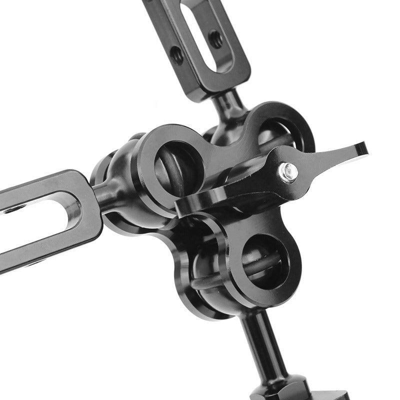 JMT-668810 Three-Hole Butterfly Clip for Diving Photography, Compatible with GOPRO and Other Action Cameras, Aluminum Alloy, 55*55*62mm, Available in Red, Blue, Black