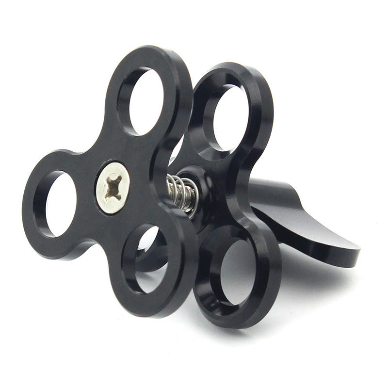 JMT-668810 Three-Hole Butterfly Clip for Diving Photography, Compatible with GOPRO and Other Action Cameras, Aluminum Alloy, 55*55*62mm, Available in Red, Blue, Black