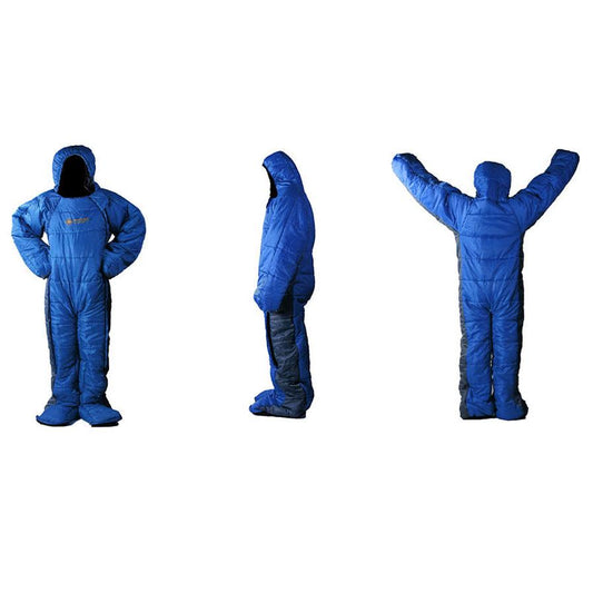 JMT-669002 Humanoid Blue Gray Color Patchwork Sleeping Bag for Walking and Camping