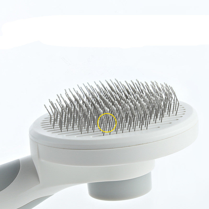 JMT-669194 Self-Cleaning Round Handle Pet Comb with Sticky Bead Steel Teeth for Easy Hair Removal