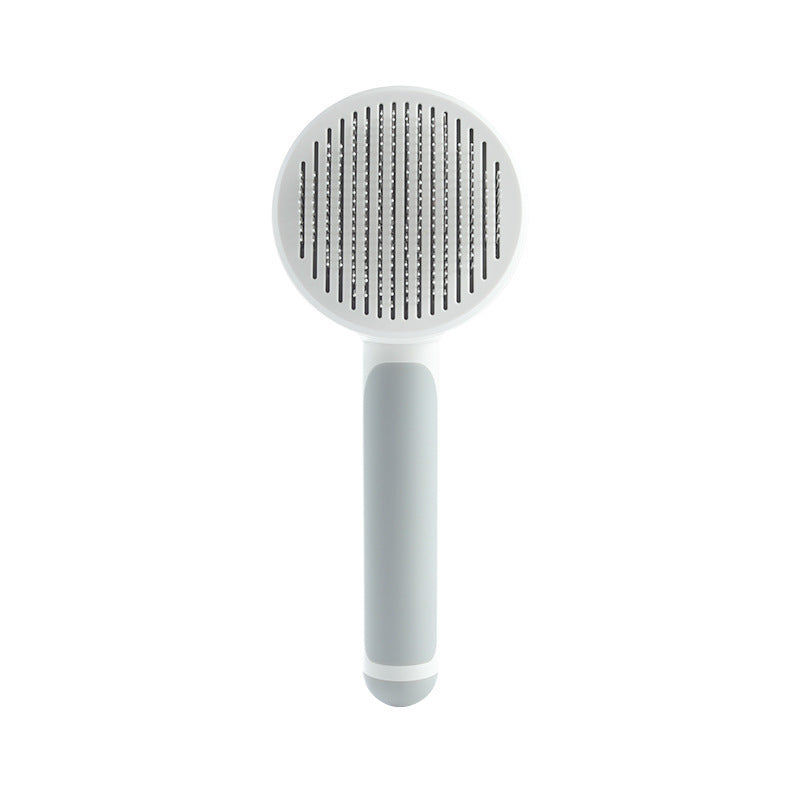 JMT-669194 Self-Cleaning Round Handle Pet Comb with Sticky Bead Steel Teeth for Easy Hair Removal