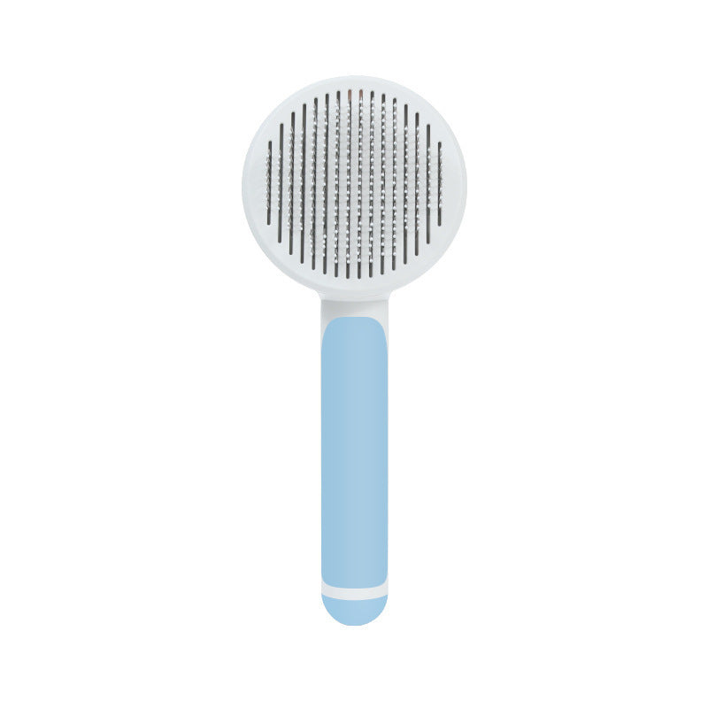 JMT-669194 Self-Cleaning Round Handle Pet Comb with Sticky Bead Steel Teeth for Easy Hair Removal