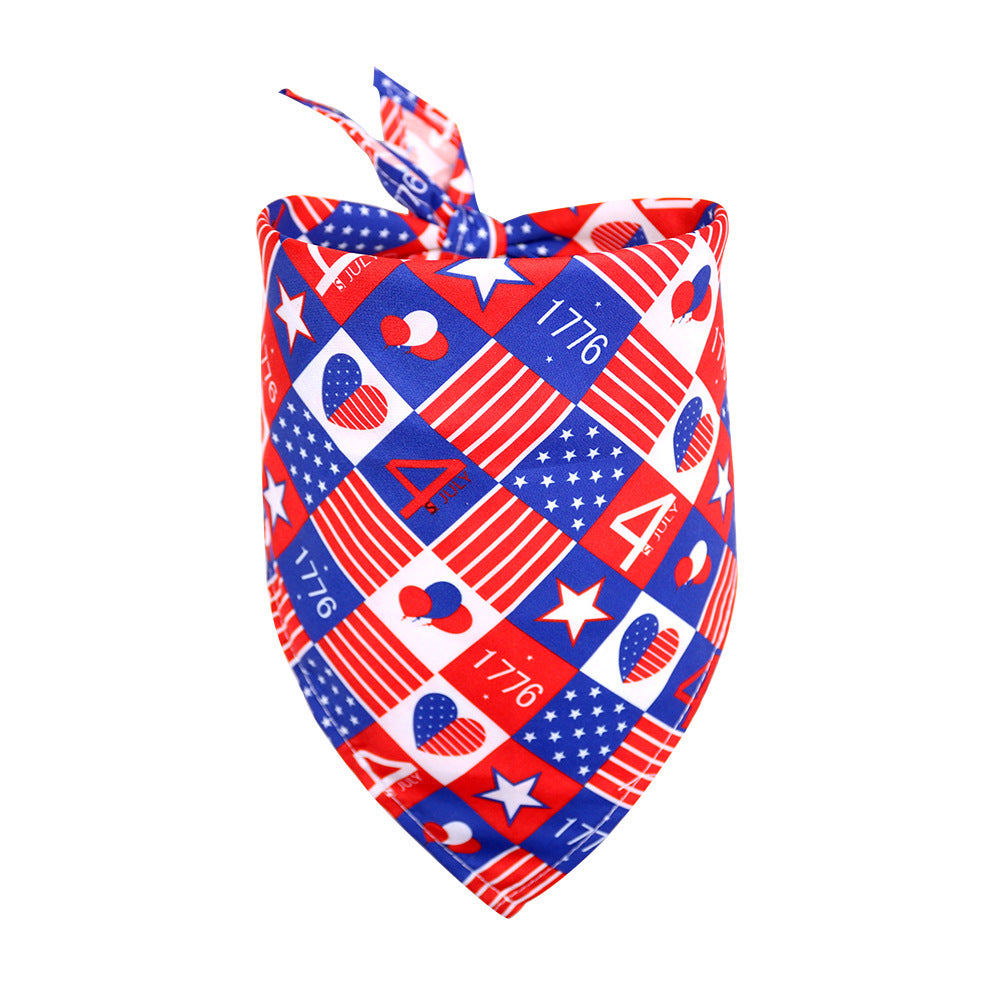 JMT-669578 Independence Day Dog and Cat Bib Towel with Flag Design in Small and Medium Sizes