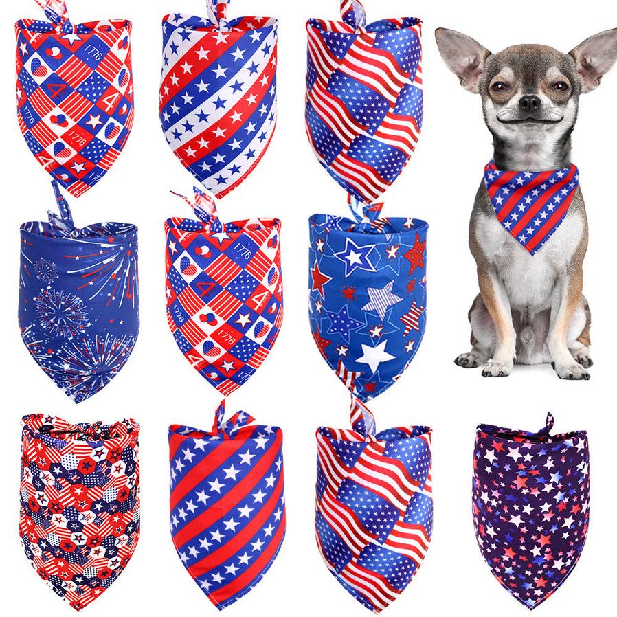 JMT-669578 Independence Day Dog and Cat Bib Towel with Flag Design in Small and Medium Sizes