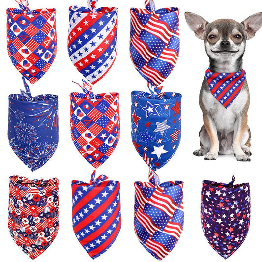 JMT-669578 Independence Day Dog and Cat Bib Towel with Flag Design in Small and Medium Sizes