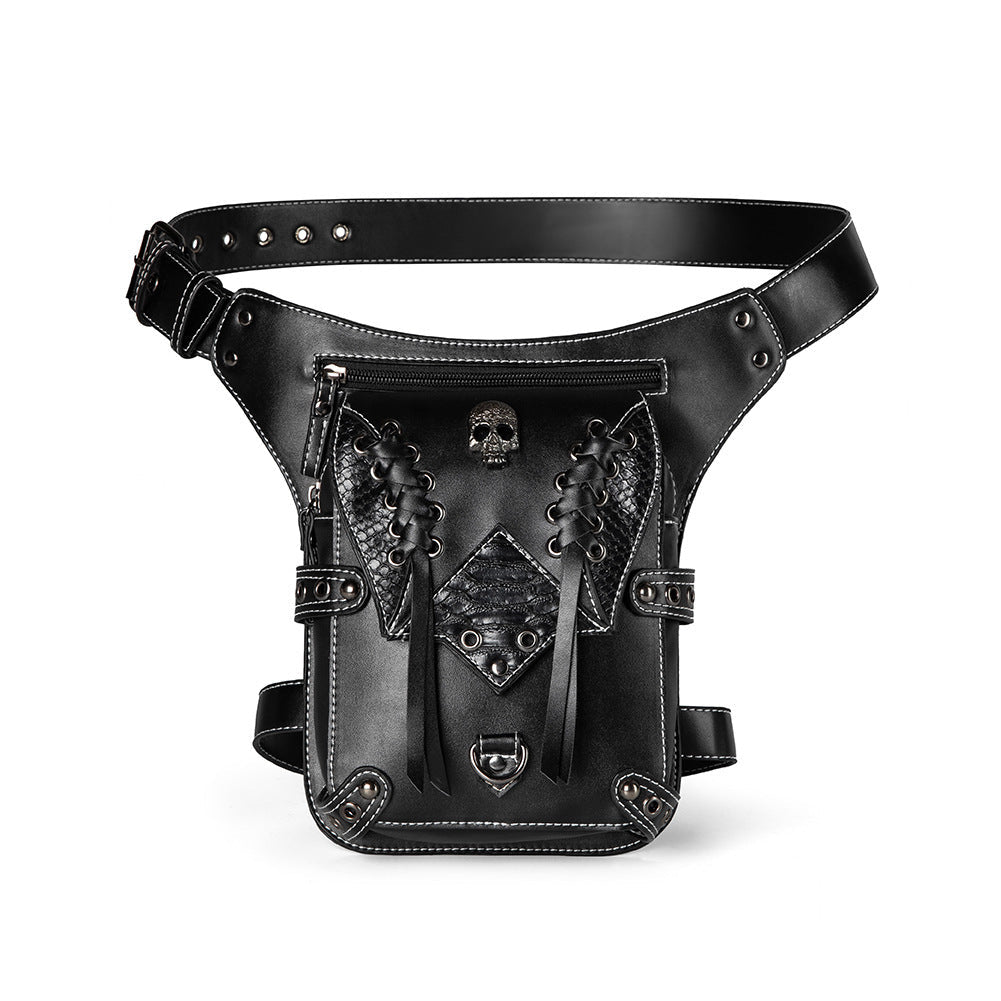 JMT-669642 Retro PU Leather Waist Bag for Outdoor Cycling and Motorcycle Rides - Versatile Messenger for Phones and Essentials
