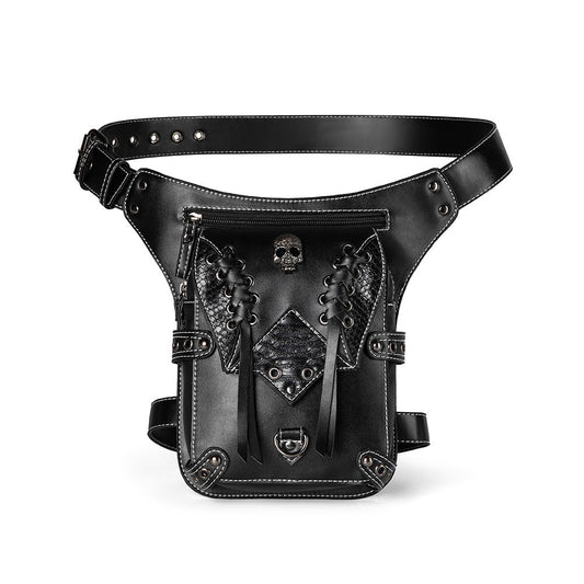 JMT-669642 Retro PU Leather Waist Bag for Outdoor Cycling and Motorcycle Rides - Versatile Messenger for Phones and Essentials