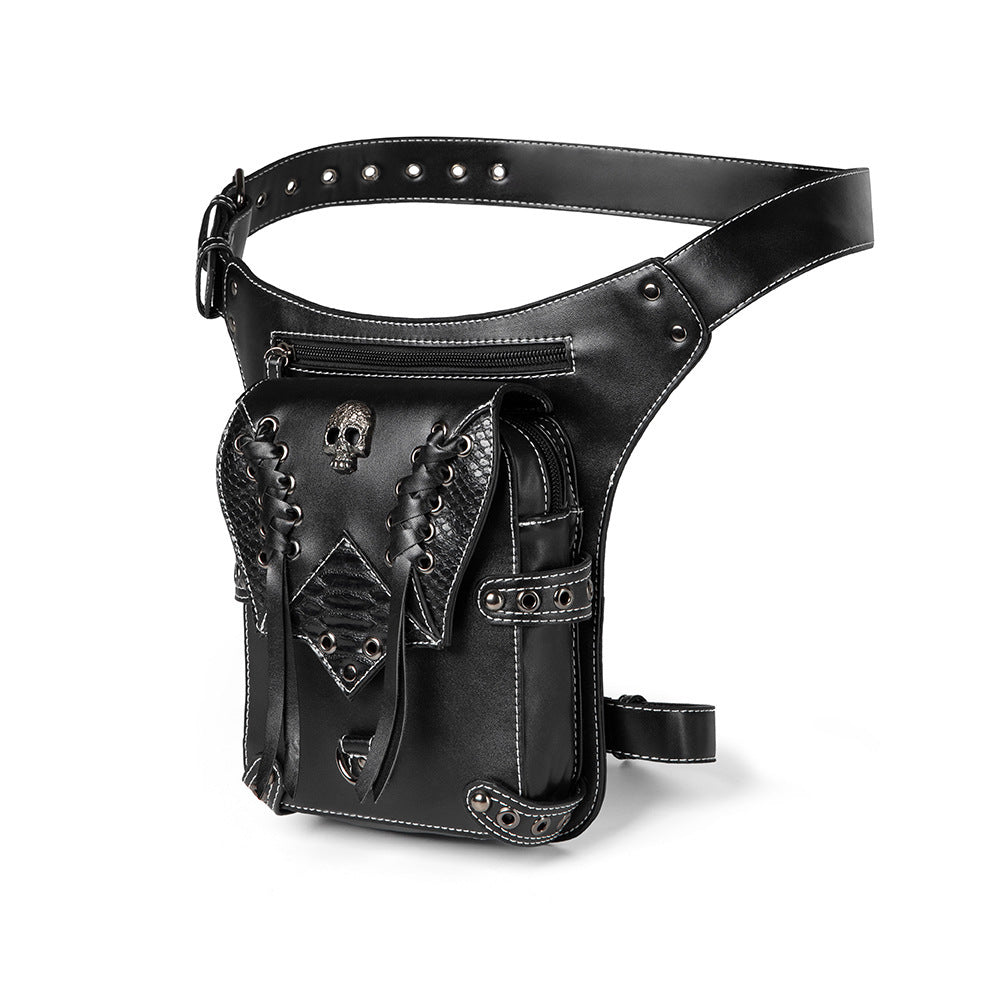 JMT-669642 Retro PU Leather Waist Bag for Outdoor Cycling and Motorcycle Rides - Versatile Messenger for Phones and Essentials