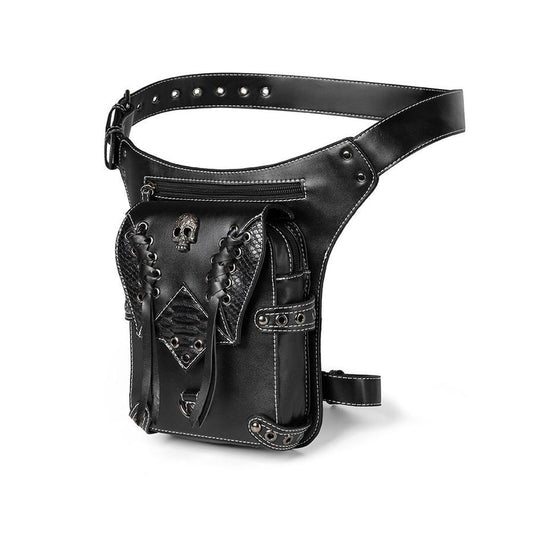 JMT-669642 Retro PU Leather Waist Bag for Outdoor Cycling and Motorcycle Rides - Versatile Messenger for Phones and Essentials