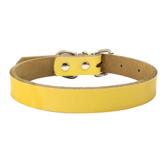 JMT-669770 Pure Cowhide Leather Pet Collar - Available in Multiple Colors and Sizes