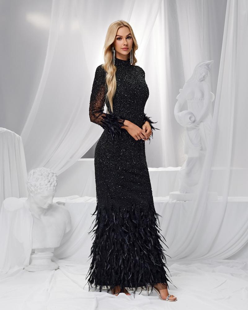 JMT-670346 Elegant Black Evening Dress for Women - Sophisticated and Timeless Style