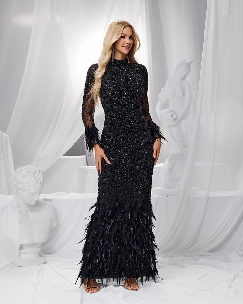 JMT-670346 Elegant Black Evening Dress for Women - Sophisticated and Timeless Style