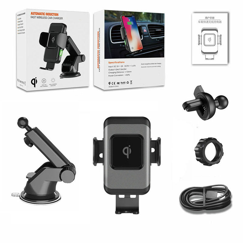 JMT-670602 10W Fast Wireless Car Charger - Grey ABS, 2A Output, Single USB Interface