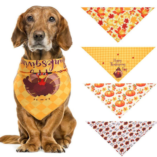 JMT-670730 Turkey Thanksgiving Pet Saliva Cloth Scarf for Pets with Neck Circumference 25-48CM, 48*48*70cm