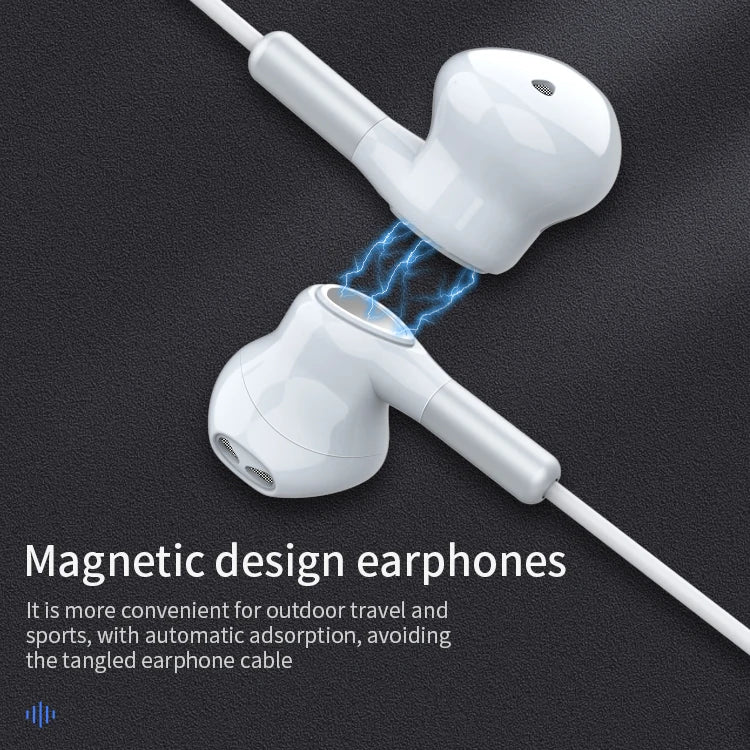 JMT-670922 USB-C Wired Magnetic Earbuds with Microphone for iPhone 15, OnePlus, and Sony Devices
