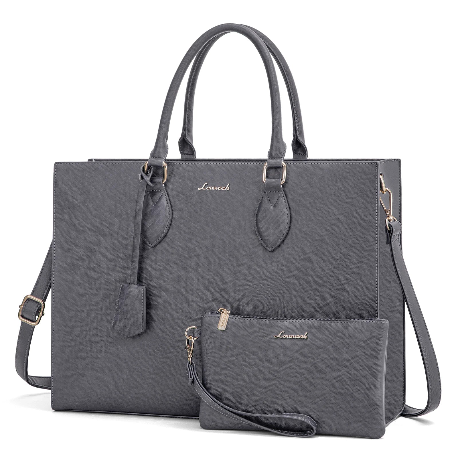 JMT-670986 Multi-Layer Laptop Tote Bag with 7 Pockets for Women - Versatile PU Leather Business Crossbody Messenger Bag