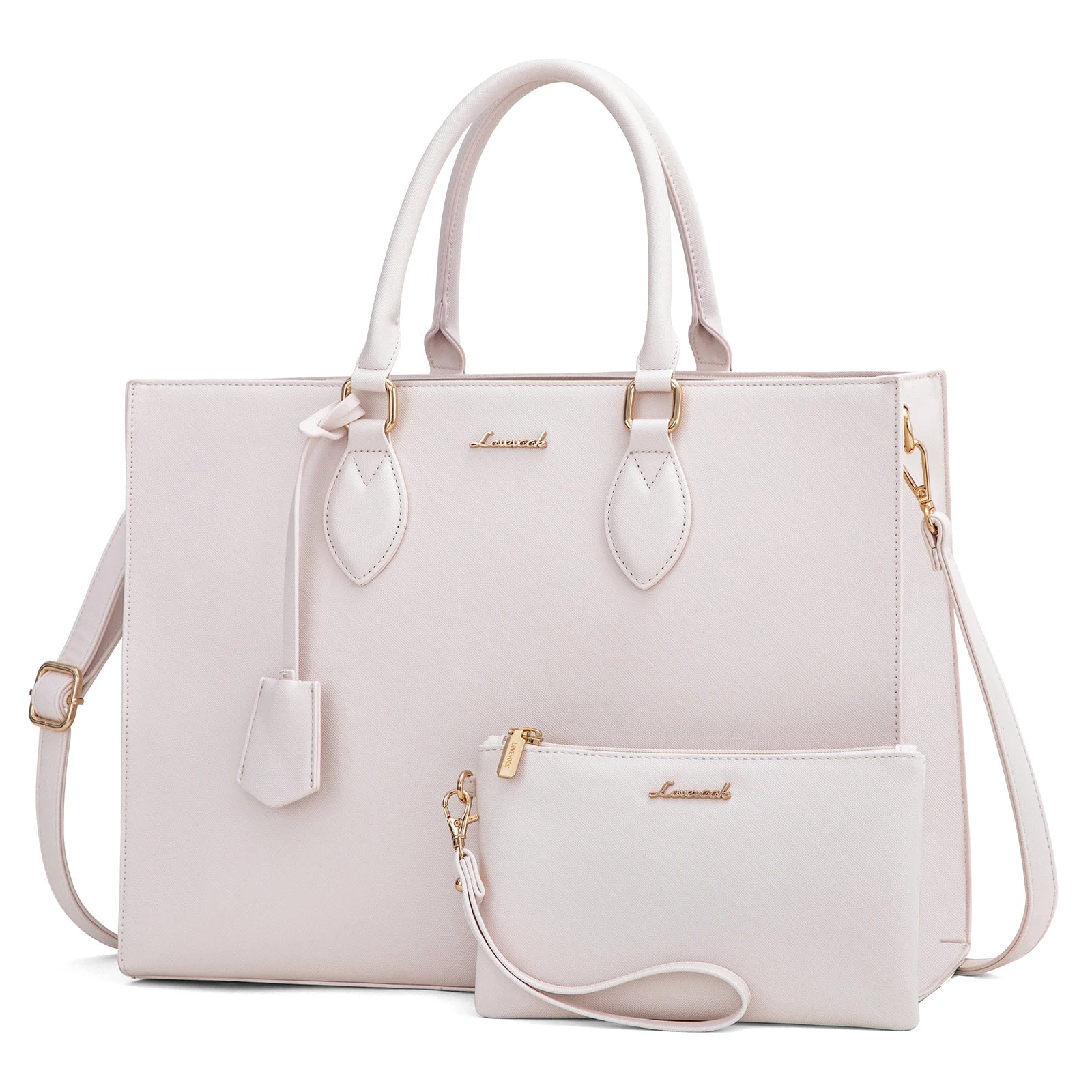 JMT-670986 Multi-Layer Laptop Tote Bag with 7 Pockets for Women - Versatile PU Leather Business Crossbody Messenger Bag