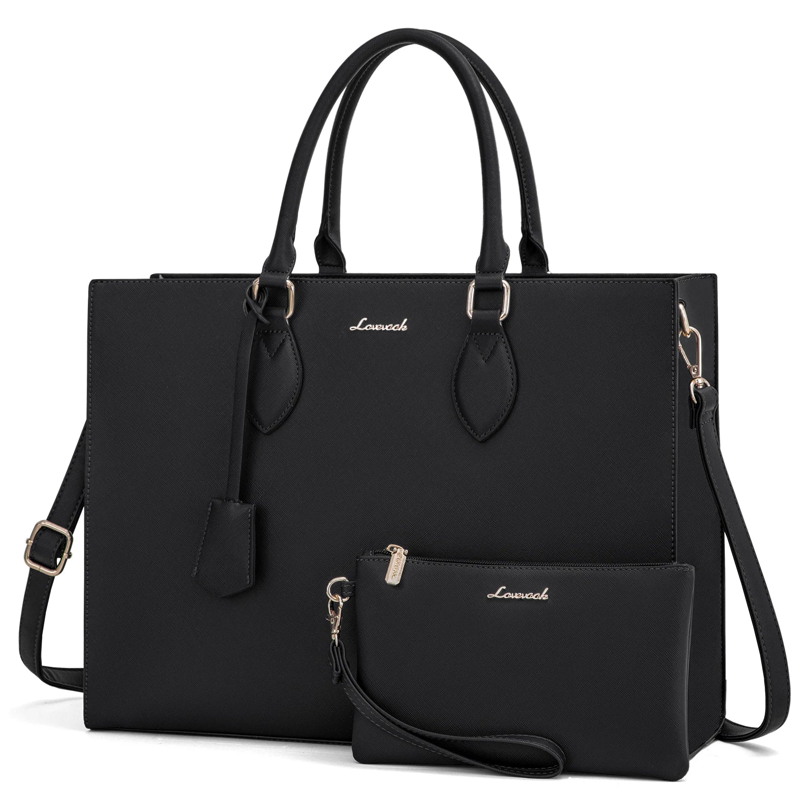 JMT-670986 Multi-Layer Laptop Tote Bag with 7 Pockets for Women - Versatile PU Leather Business Crossbody Messenger Bag