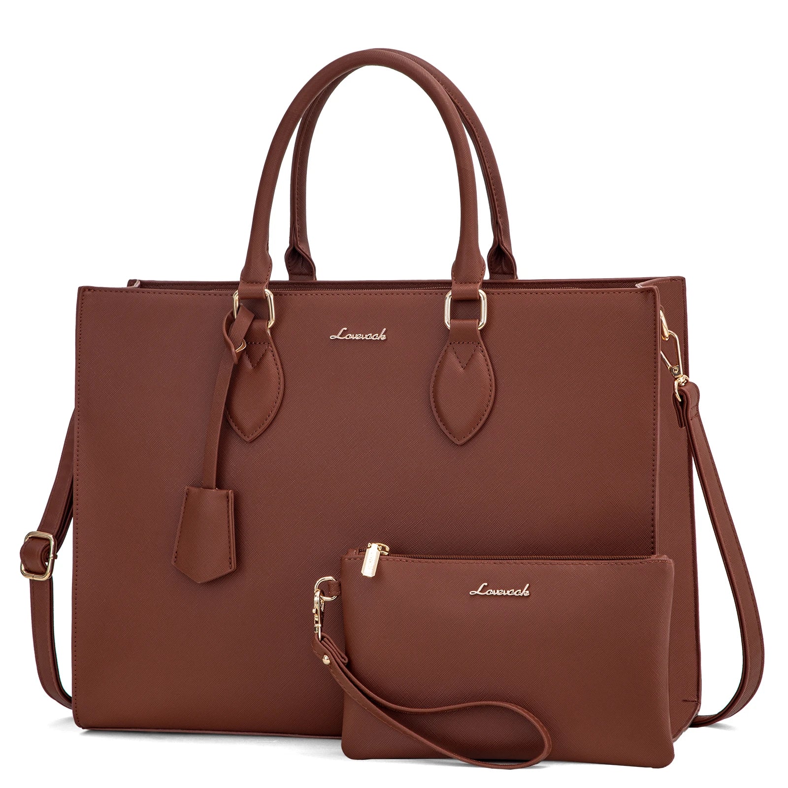 JMT-670986 Multi-Layer Laptop Tote Bag with 7 Pockets for Women - Versatile PU Leather Business Crossbody Messenger Bag