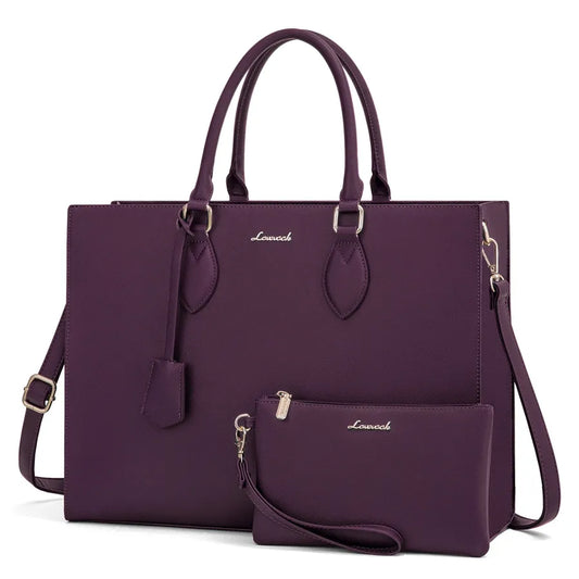 JMT-670986 Multi-Layer Laptop Tote Bag with 7 Pockets for Women - Versatile PU Leather Business Crossbody Messenger Bag