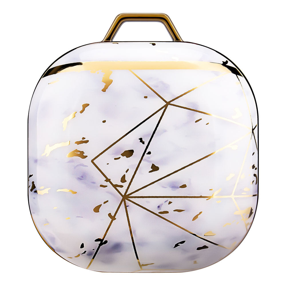JMT-671242 Green Gold Marble IMD Earphone Sleeve for Samsung Buds Live/Pro - Drop-Proof Hard Shell Case