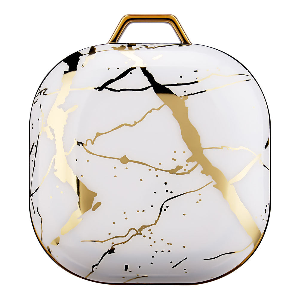 JMT-671242 Green Gold Marble IMD Earphone Sleeve for Samsung Buds Live/Pro - Drop-Proof Hard Shell Case