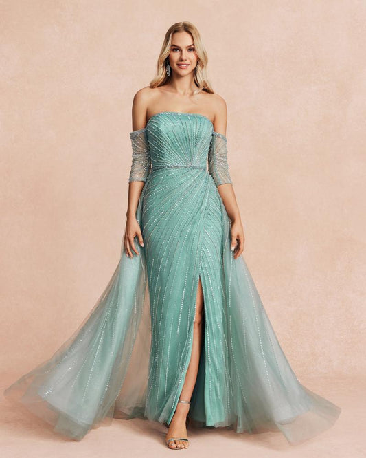 JMT-671498 Elegant Green Evening Gown for Women - Model SH0111