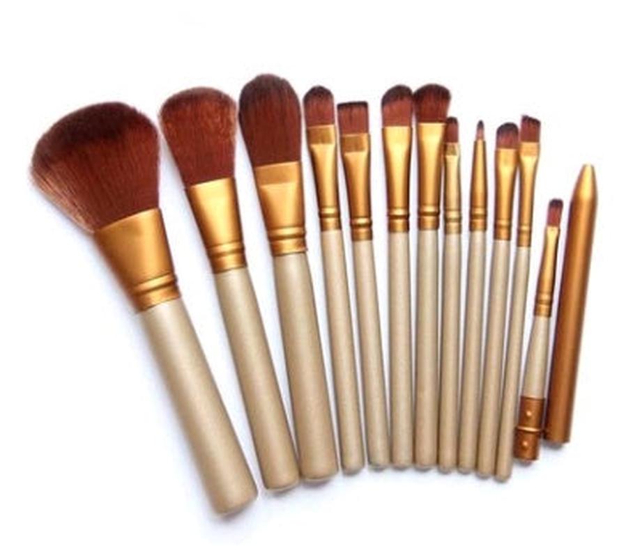 JMT-671690 12-Piece Makeup Brush Set with Iron Box – Wooden Handle, Rayon Bristles for Beginners