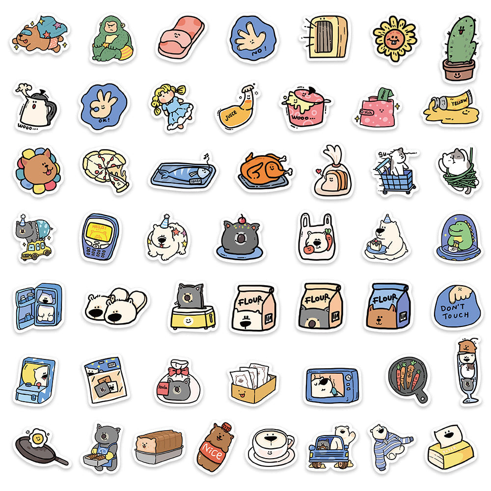 JMT-671882 Cartoon Animal Stickers for Luggage, Journals, and Scrapbooking - 100 Sheets, Cute PVC Adhesive Design