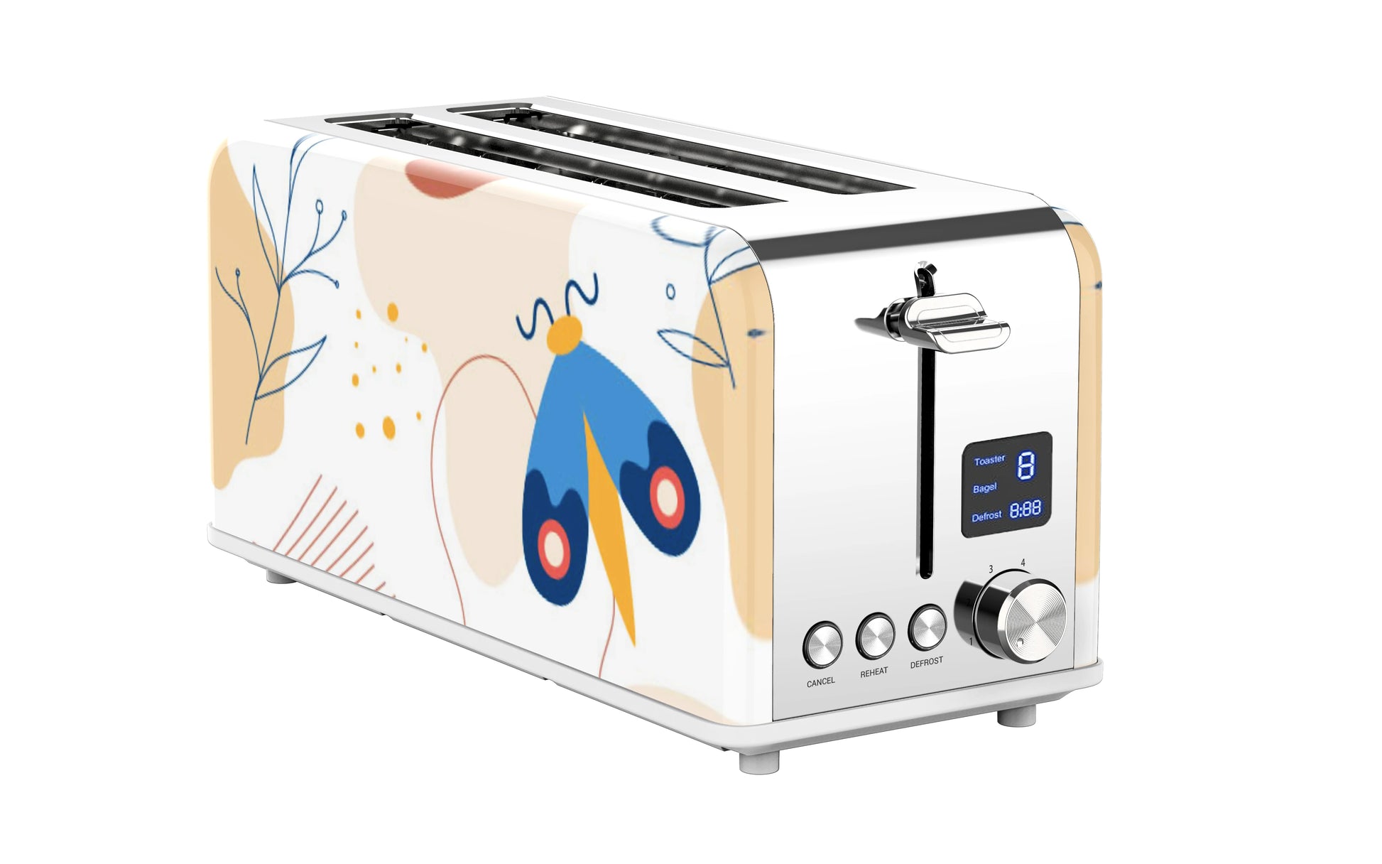 JMT-672074 Smart Touch Screen Digital Electric 4-Slice Long Bread Toaster for Modern Kitchens