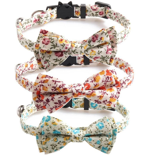JMT-672074 Soft Cotton Fabric Cat Collar in Idyllic Design
