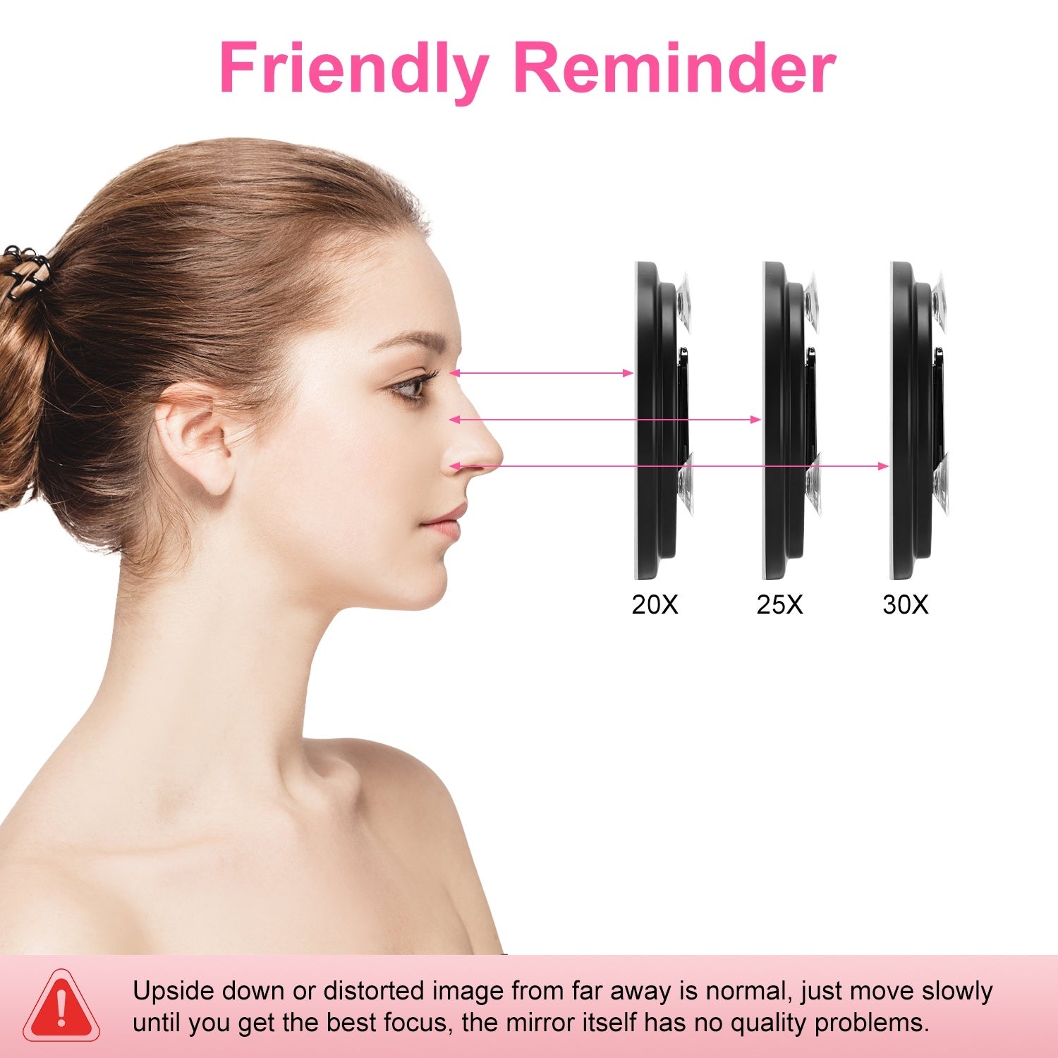 JMT-672394 30X Magnifying Makeup Mirror with Adjustable Light, Rechargeable Battery, and Compact Design for Travel