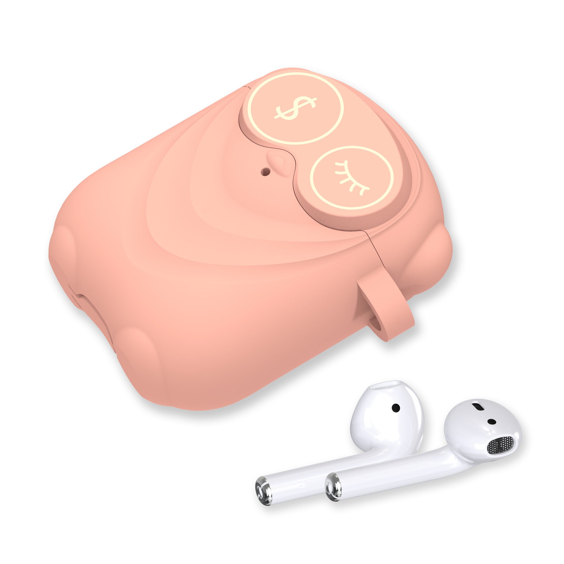 JMT-672586 Cartoon Silicone Protective Cover for AirPods - Wallet Style, Compatible with Bluetooth Headsets in Green, Pink, Blue, and Black
