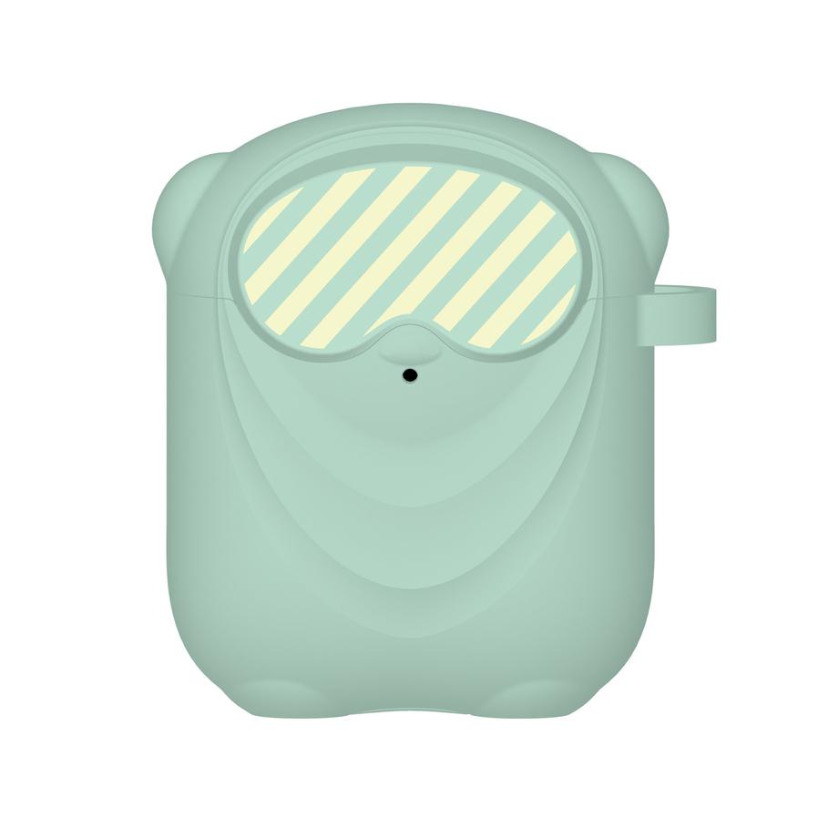 JMT-672586 Cartoon Silicone Protective Cover for AirPods - Wallet Style, Compatible with Bluetooth Headsets in Green, Pink, Blue, and Black