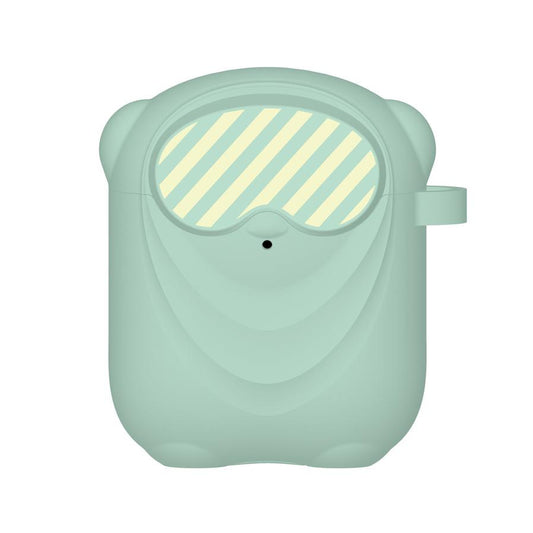 JMT-672586 Cartoon Silicone Protective Cover for AirPods - Wallet Style, Compatible with Bluetooth Headsets in Green, Pink, Blue, and Black