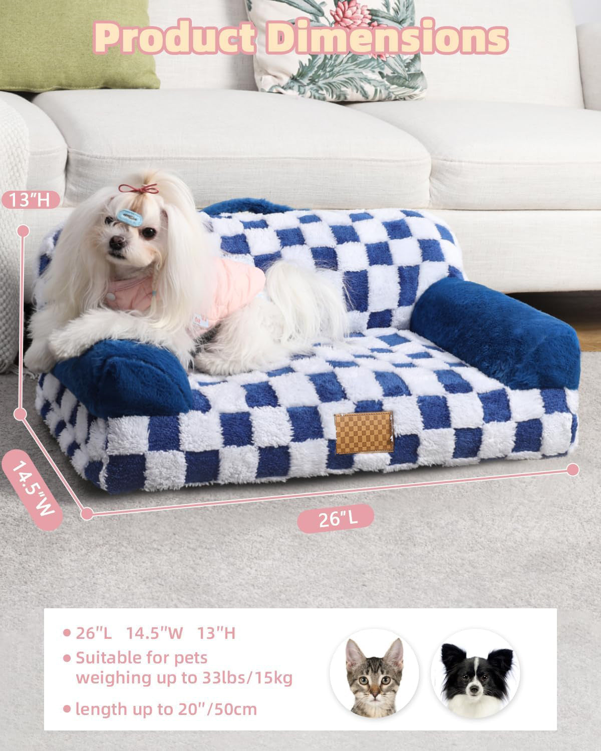JMT-672714 Luxury Solid Color Jacquard Pattern Removable Fur Cover Machine Washable Pet Bed