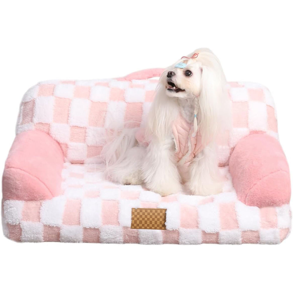 JMT-672714 Luxury Solid Color Jacquard Pattern Removable Fur Cover Machine Washable Pet Bed