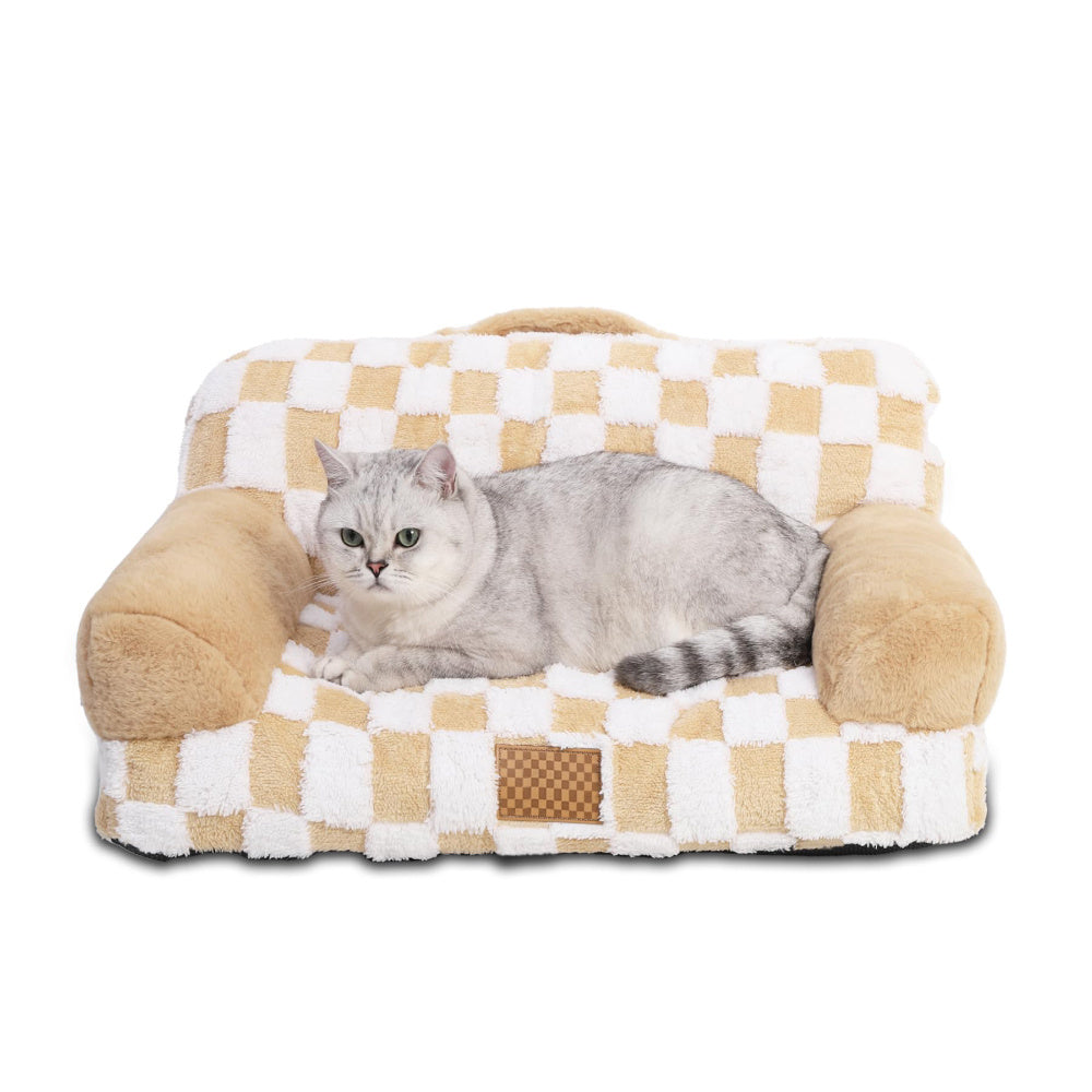 JMT-672714 Luxury Solid Color Jacquard Pattern Removable Fur Cover Machine Washable Pet Bed