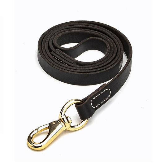 JMT-672906 Cowhide Leather Dog Leash for Medium and Large Breeds - Durable Design for Golden Retrievers, Labradors, Corgis, and Huskies